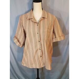 Blair women's blouse with hues of brown stripes